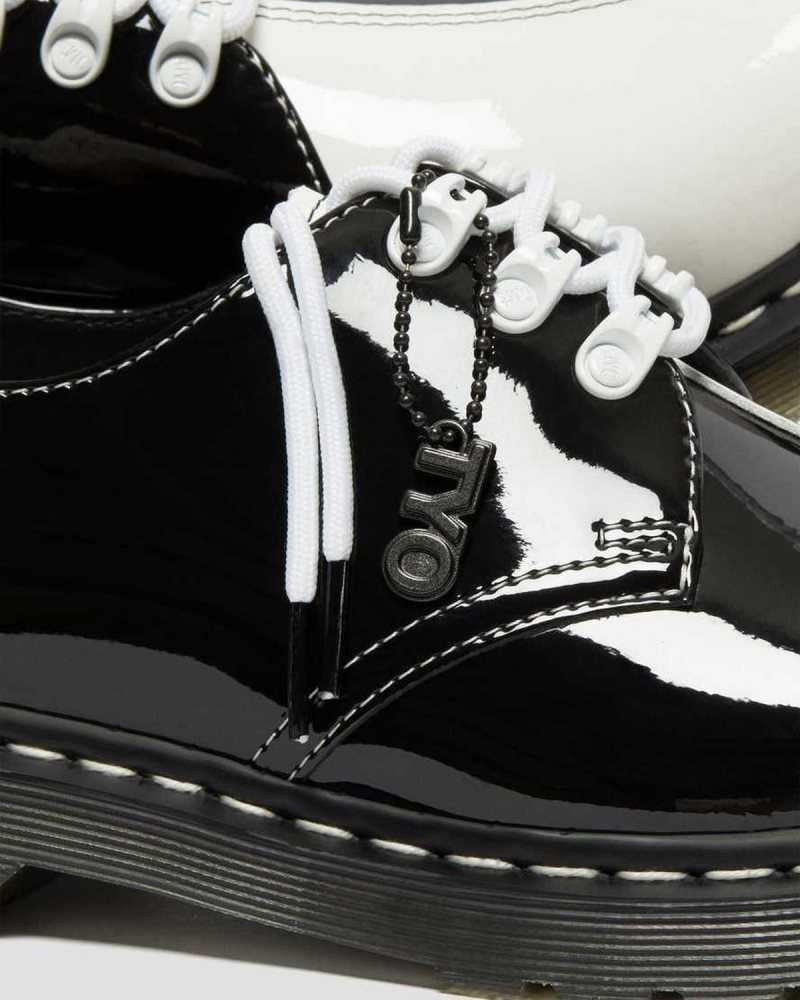 Dr Martens 1461 Tokyo Patent Leather Oxford Shoes Black / White | 71ZUGNYTP