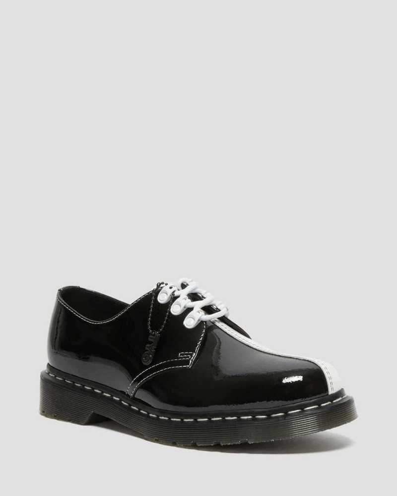 Dr Martens 1461 Tokyo Patent Leather Oxford Shoes Black / White | 71ZUGNYTP