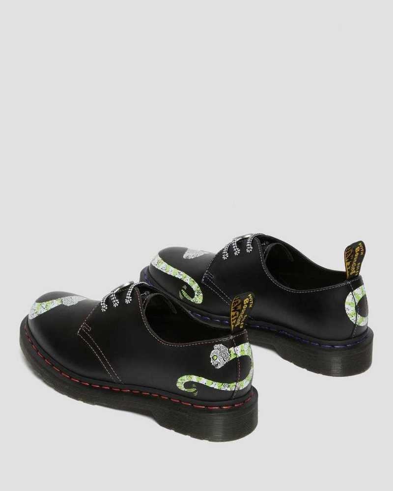 Dr Martens 1461 WB Beetlejuice Smooth Leather Oxford Shoes Black | 53GLVZPCN