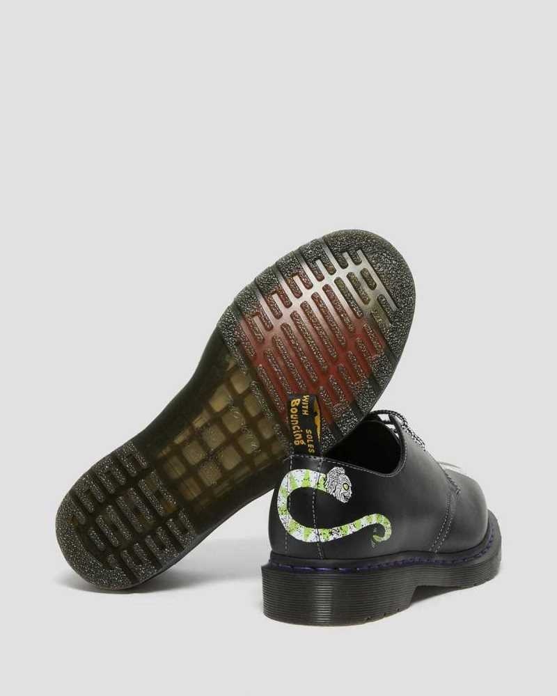 Dr Martens 1461 WB Beetlejuice Smooth Leather Oxford Shoes Black | 53GLVZPCN