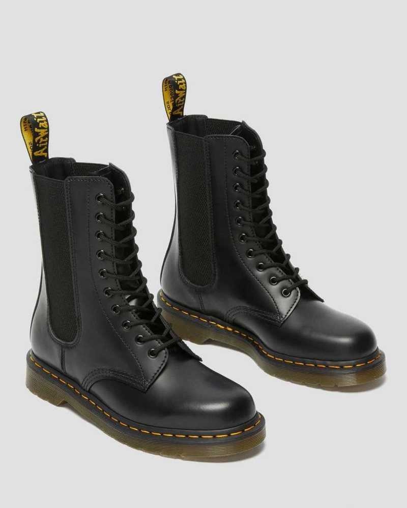 Dr Martens 1490 Harper Leather Lace Up Boots Black | 86ECQSAXF