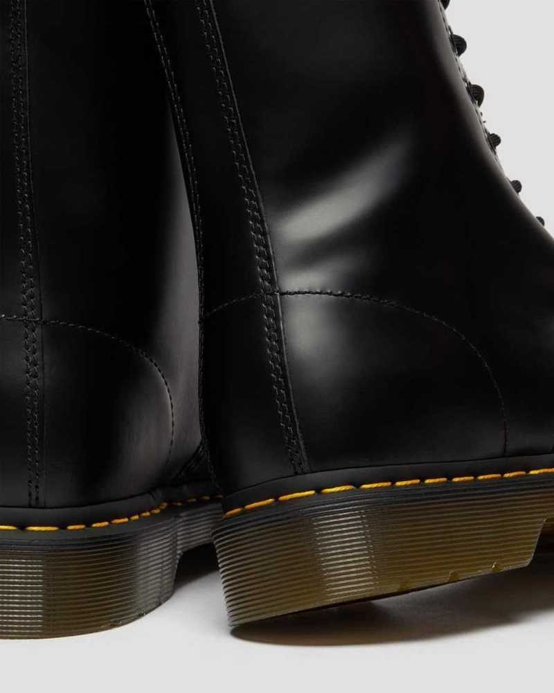 Dr Martens 1490 Smooth Leather Mid Calf Boots Black | 96ZHCAYWG