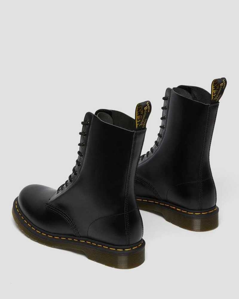 Dr Martens 1490 Smooth Leather Mid Calf Boots Black | 96ZHCAYWG