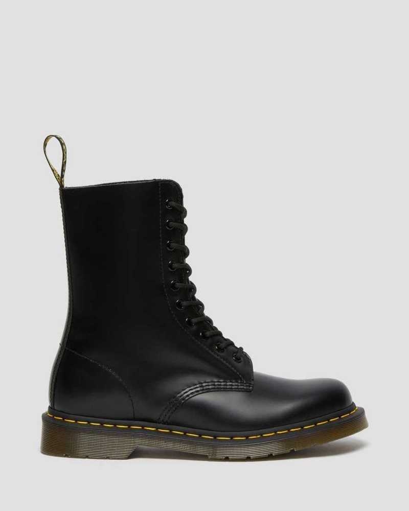 Dr Martens 1490 Smooth Leather Mid Calf Boots Black | 96ZHCAYWG