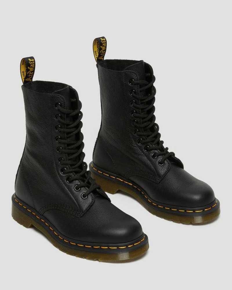 Dr Martens 1490 Virginia Leather Mid Calf Boots Black | 12XNGZMCD