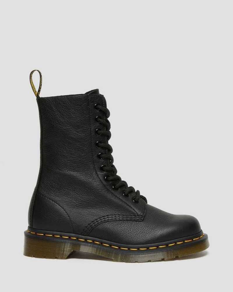 Dr Martens 1490 Virginia Leather Mid Calf Boots Black | 12XNGZMCD