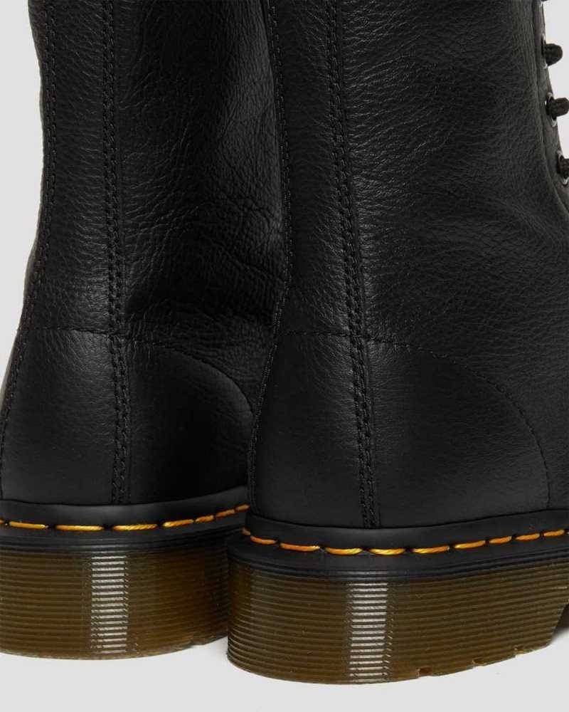 Dr Martens 1490 Virginia Leather Mid Calf Boots Black | 12XNGZMCD