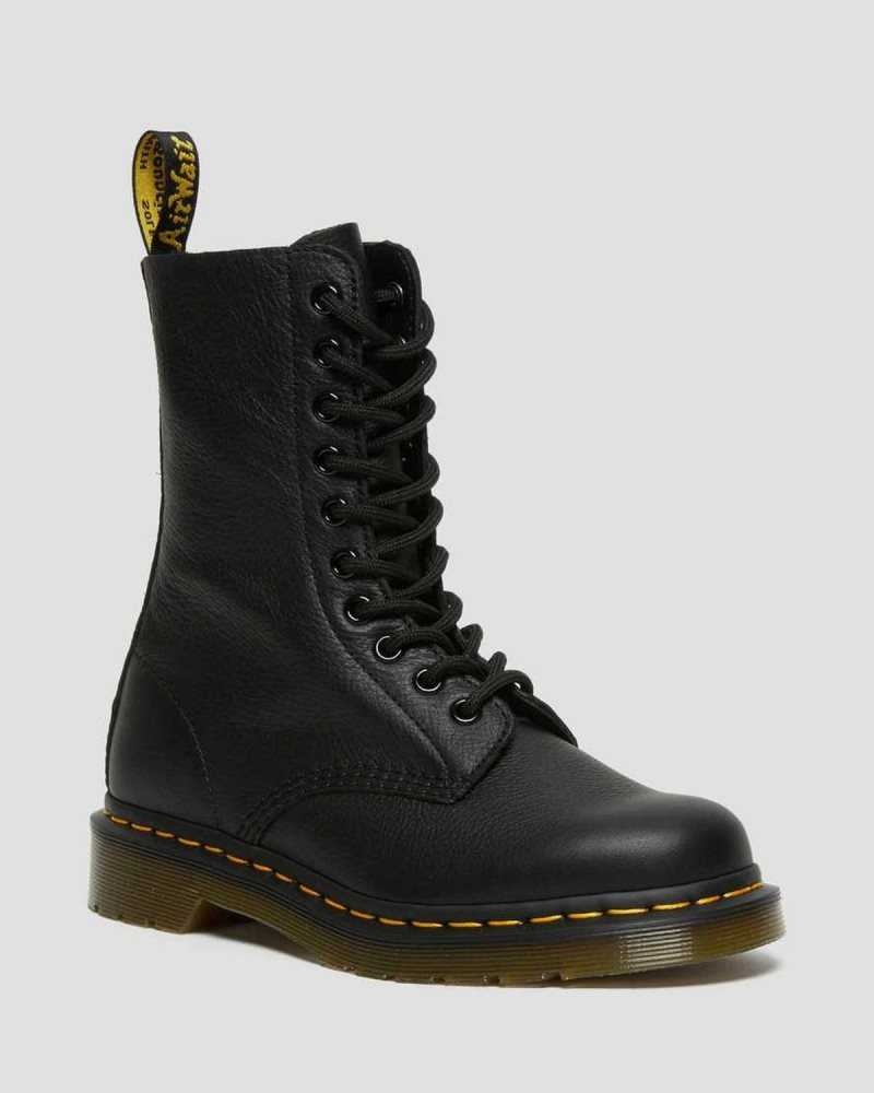 Dr Martens 1490 Virginia Leather Mid Calf Boots Black | 12XNGZMCD