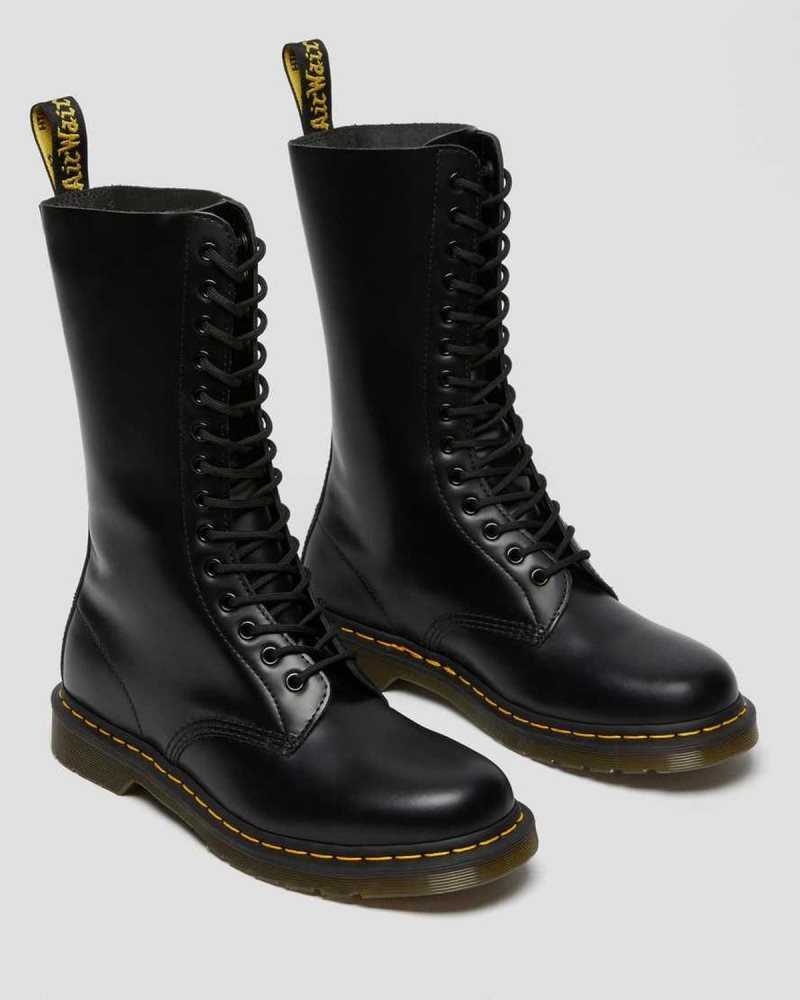 Dr Martens 1914 Smooth Leather Tall Boots Black | 57ASOCUEI