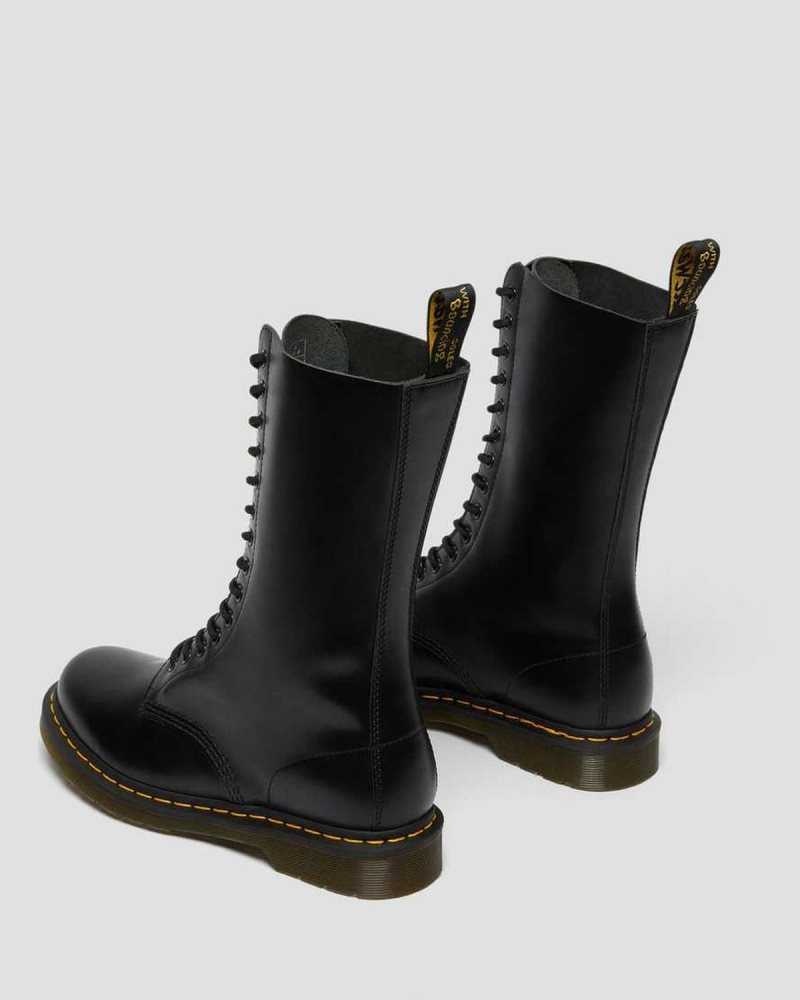 Dr Martens 1914 Smooth Leather Tall Boots Black | 57ASOCUEI