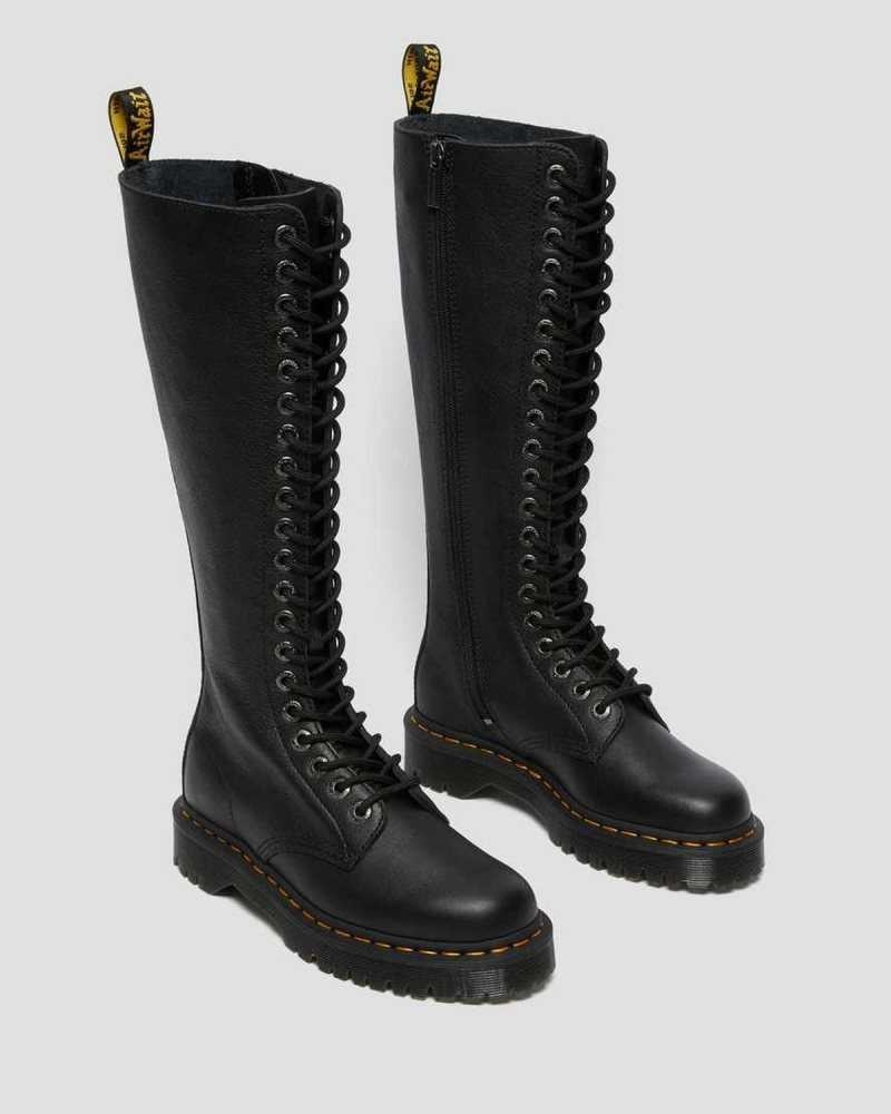 Dr Martens 1B60 Bex Pisa Leather Knee High Boots Black | 82AQYHSOK