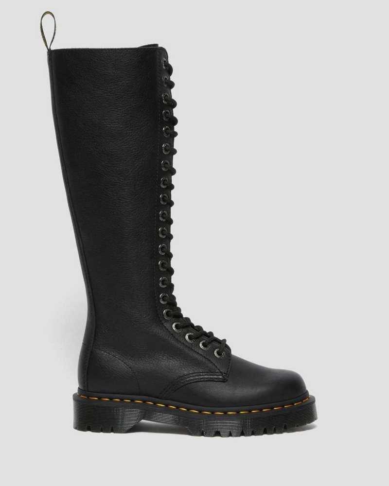 Dr Martens 1B60 Bex Pisa Leather Knee High Boots Black | 82AQYHSOK