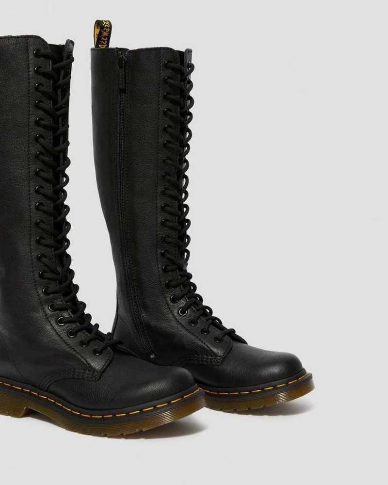 Dr Martens 1B60 Virginia Leather Knee High Boots Black | 03XGDAOBN