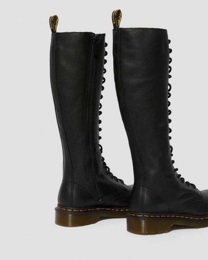 Dr Martens 1B60 Virginia Leather Knee High Boots Black | 03XGDAOBN