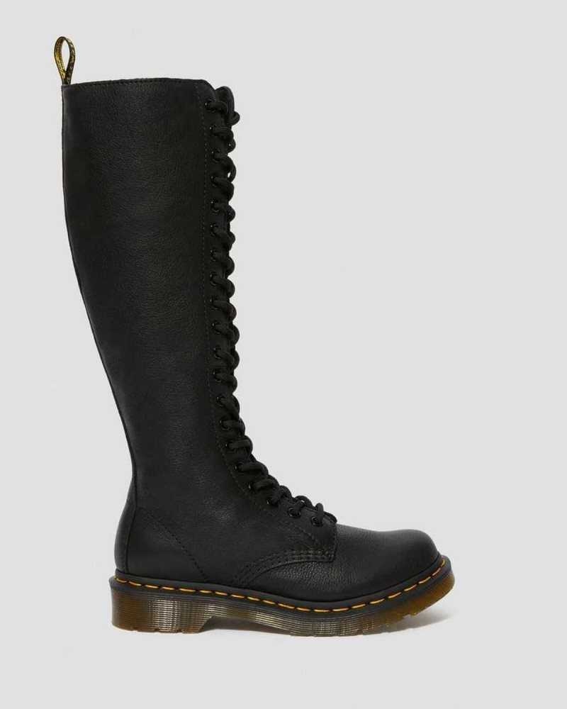 Dr Martens 1B60 Virginia Leather Knee High Boots Black | 03XGDAOBN