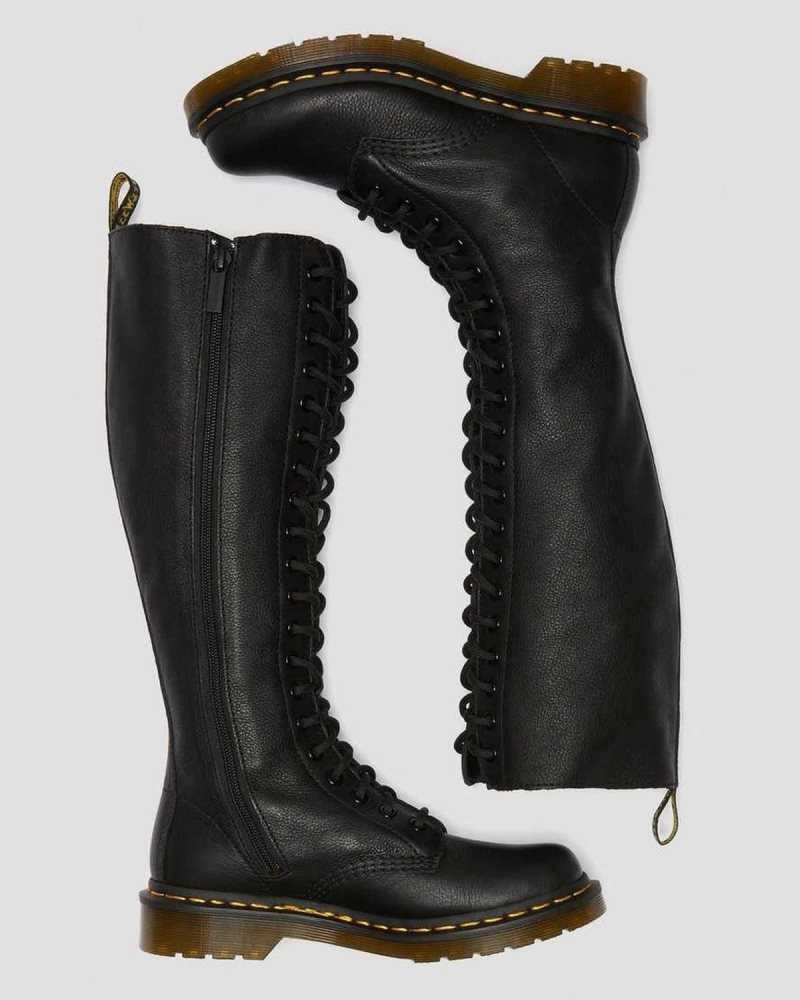 Dr Martens 1B60 Virginia Leather Knee High Boots Black | 03XGDAOBN