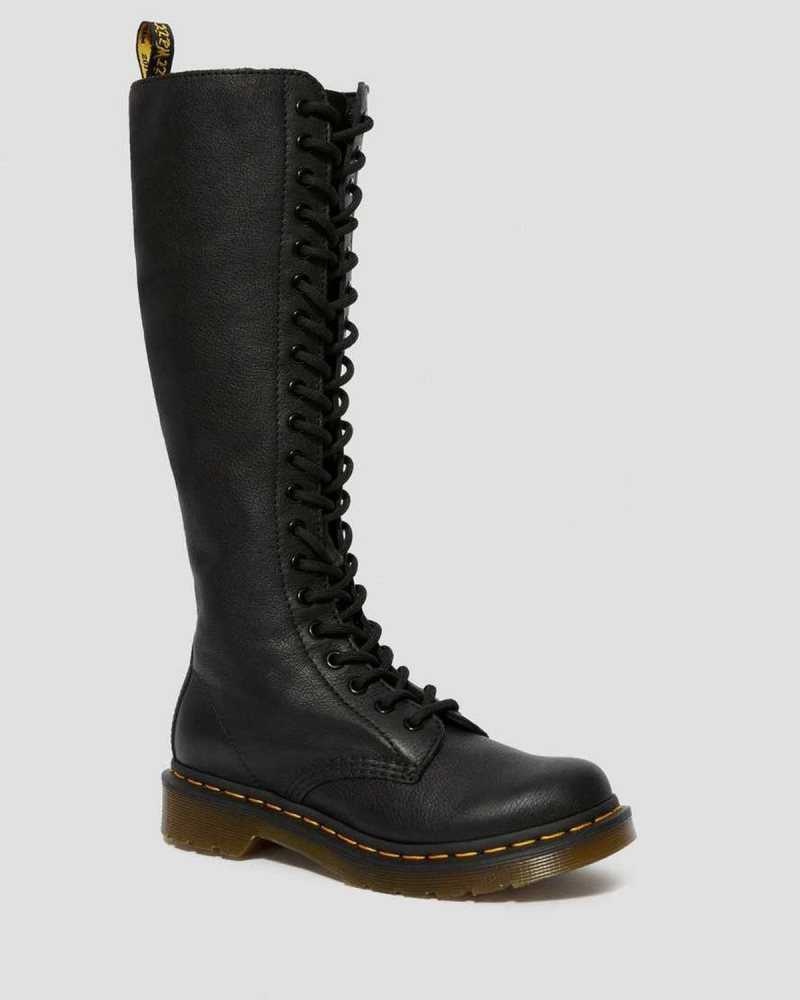 Dr Martens 1B60 Virginia Leather Knee High Boots Black | 03XGDAOBN