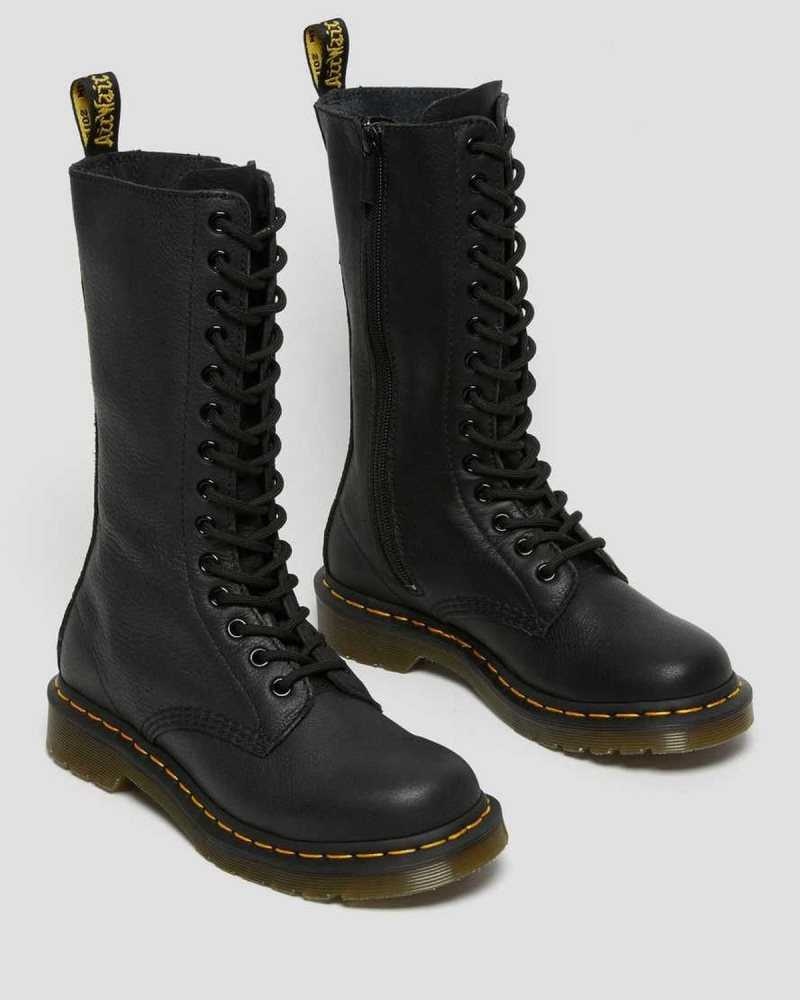 Dr Martens 1B99 Virginia Leather Mid Calf Boots Black | 83BMDFQVW