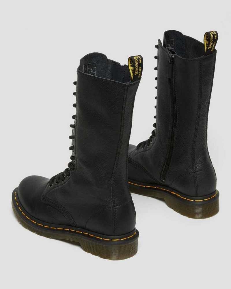 Dr Martens 1B99 Virginia Leather Mid Calf Boots Black | 83BMDFQVW