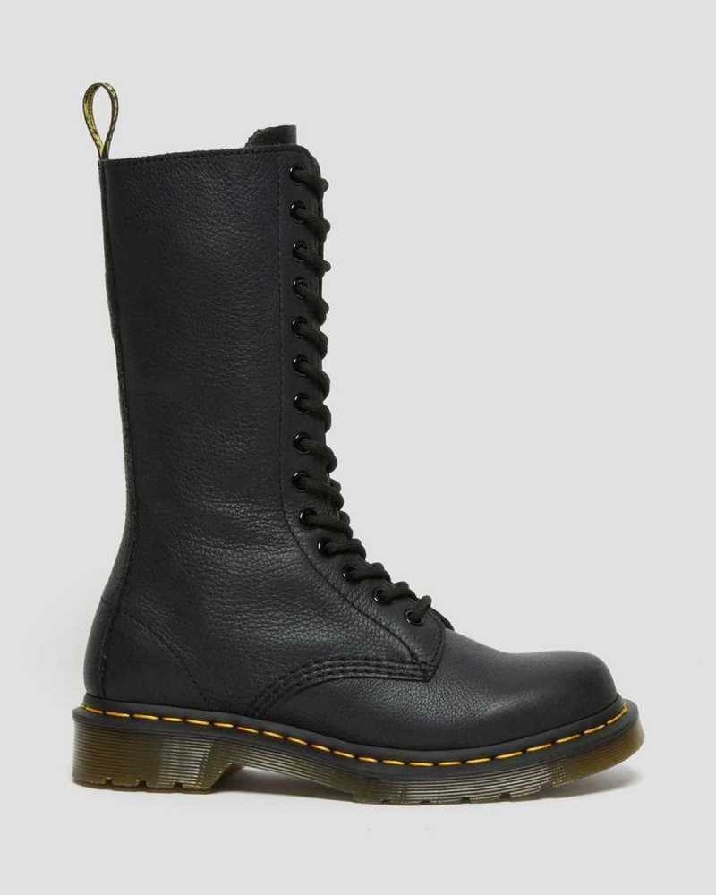 Dr Martens 1B99 Virginia Leather Mid Calf Boots Black | 83BMDFQVW