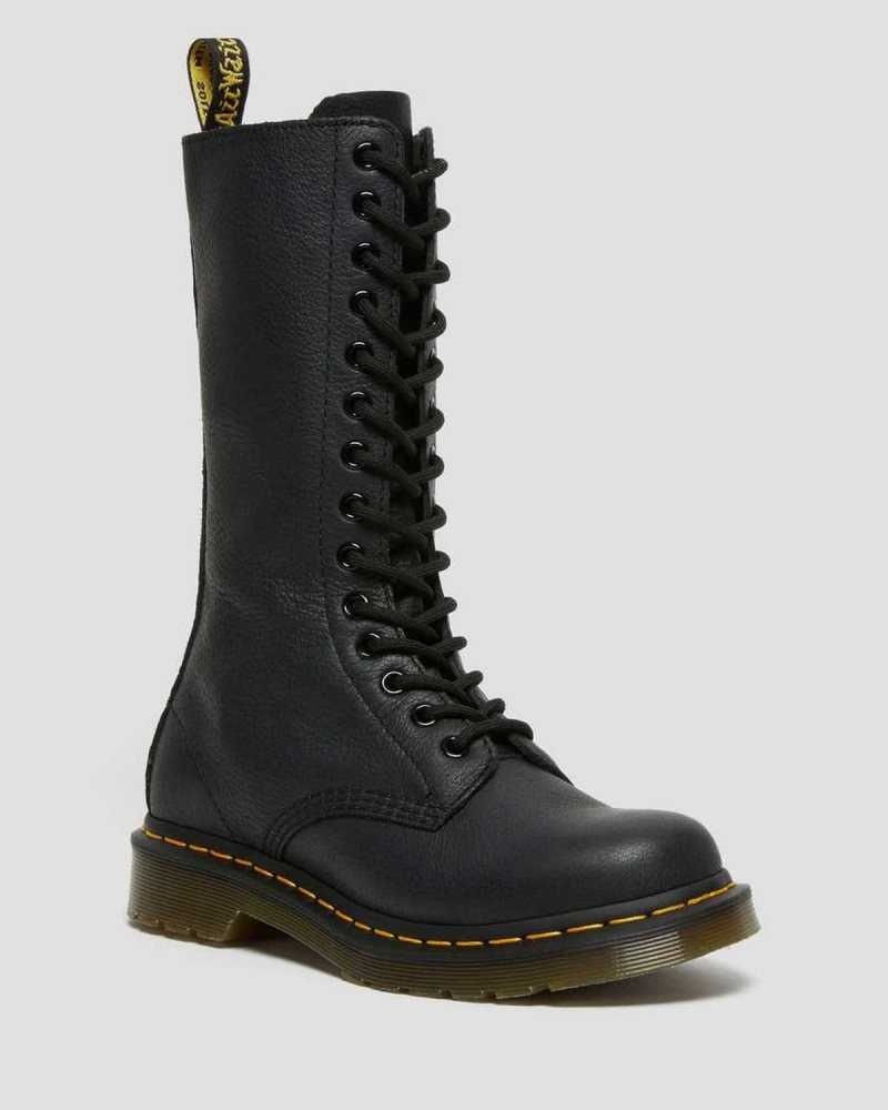 Dr Martens 1B99 Virginia Leather Mid Calf Boots Black | 83BMDFQVW