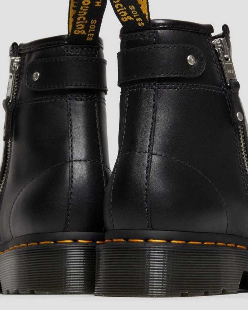 Dr Martens 2976 Double Zip Leather Chelsea Boots Black | 68PXQUTLG