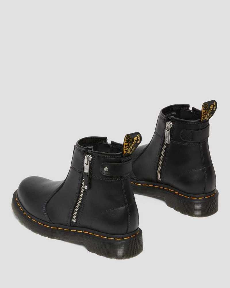 Dr Martens 2976 Double Zip Leather Chelsea Boots Black | 68PXQUTLG