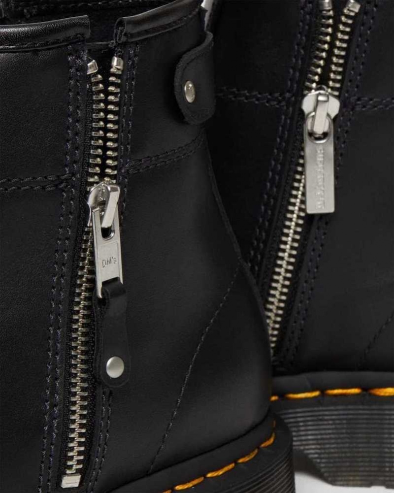 Dr Martens 2976 Double Zip Leather Chelsea Boots Black | 68PXQUTLG