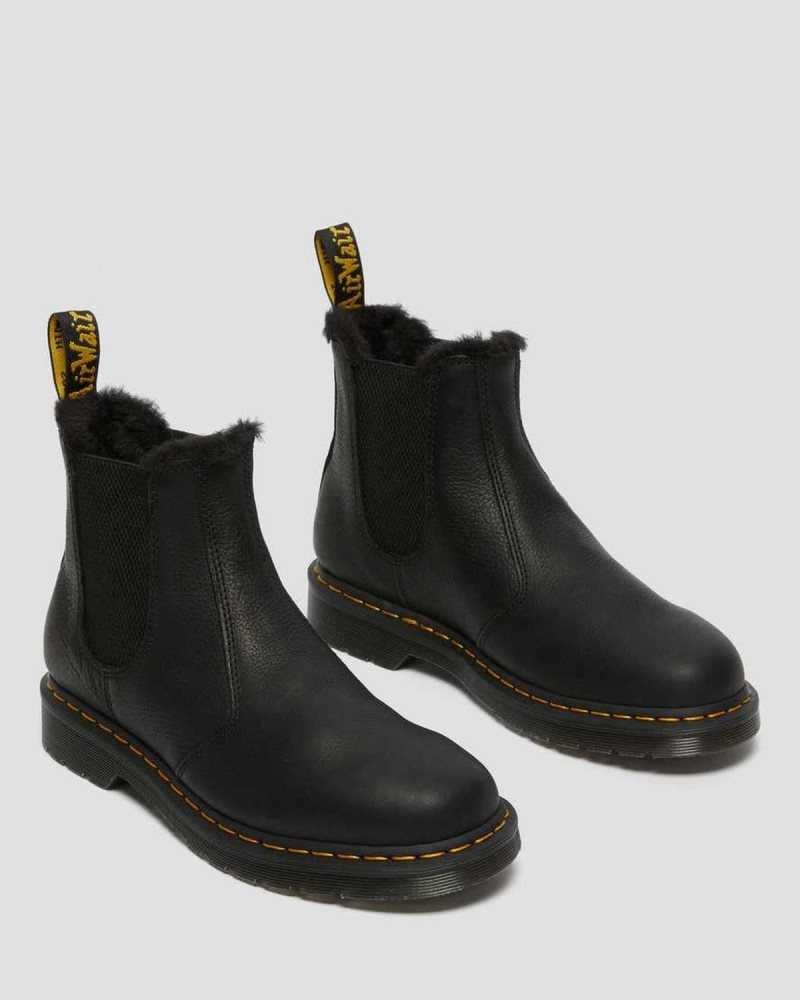 Dr Martens 2976 Faux Fur Lined Chelsea Boots Black | 92AWMPQRL