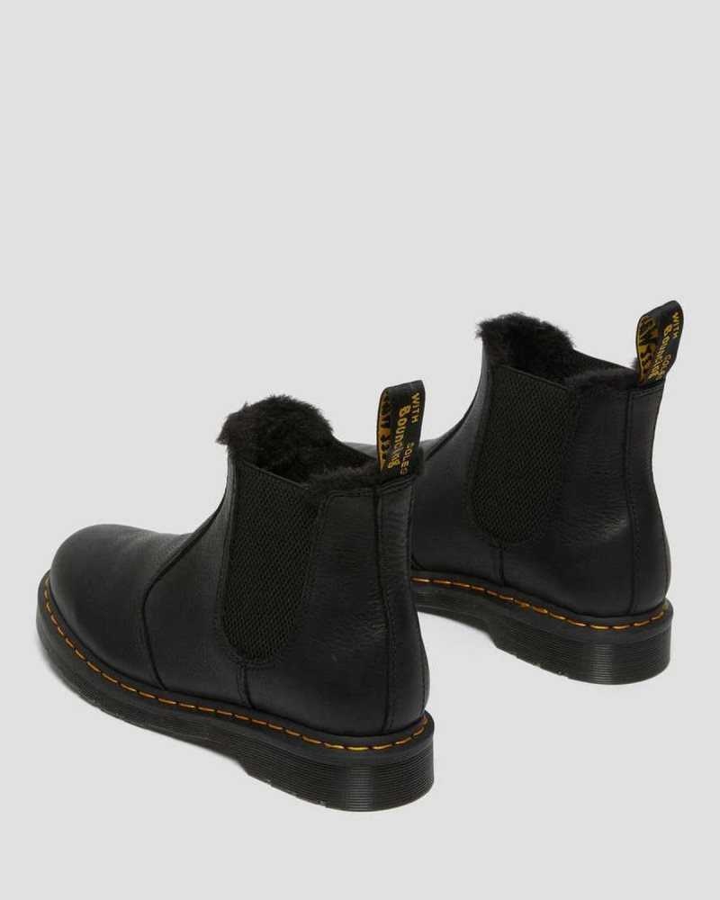 Dr Martens 2976 Faux Fur Lined Chelsea Boots Black | 92AWMPQRL