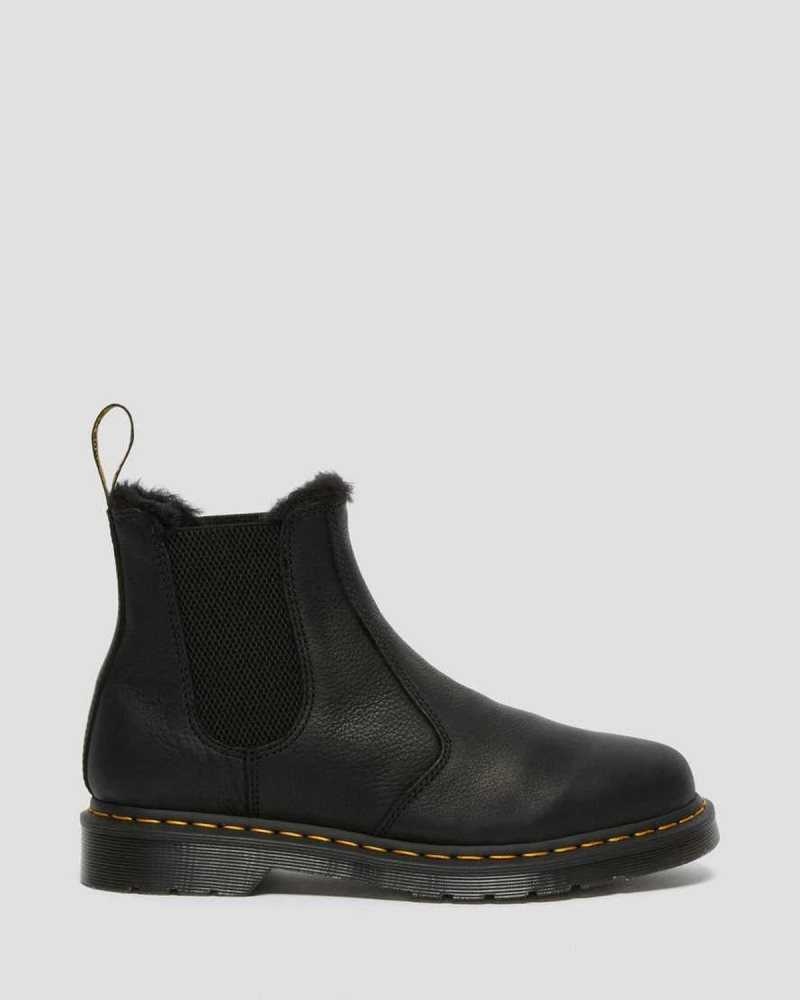 Dr Martens 2976 Faux Fur Lined Chelsea Boots Black | 92AWMPQRL