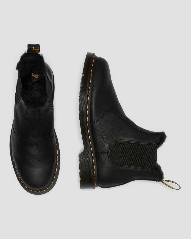 Dr Martens 2976 Faux Fur Lined Chelsea Boots Black | 92AWMPQRL