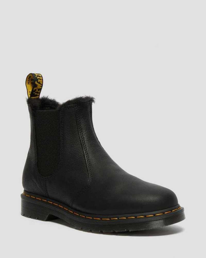 Dr Martens 2976 Faux Fur Lined Chelsea Boots Black | 81EZRYKPO