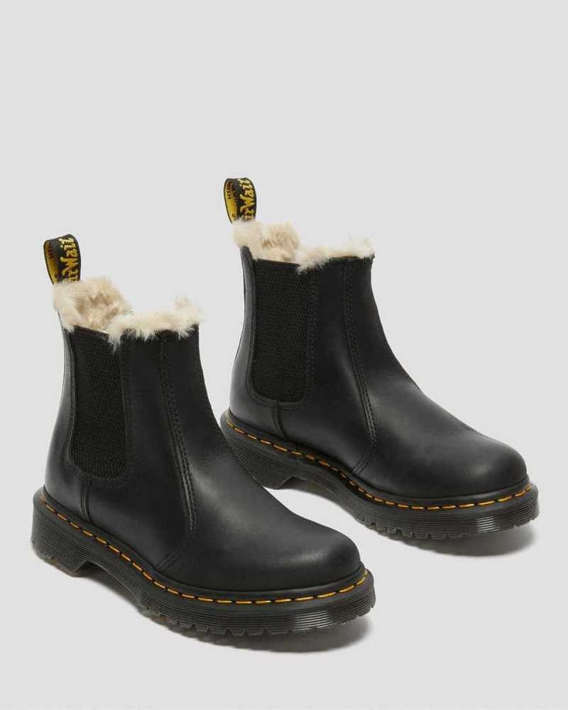 Dr Martens 2976 Faux Fur Lined Chelsea Boots Black | 37CMGJPYQ