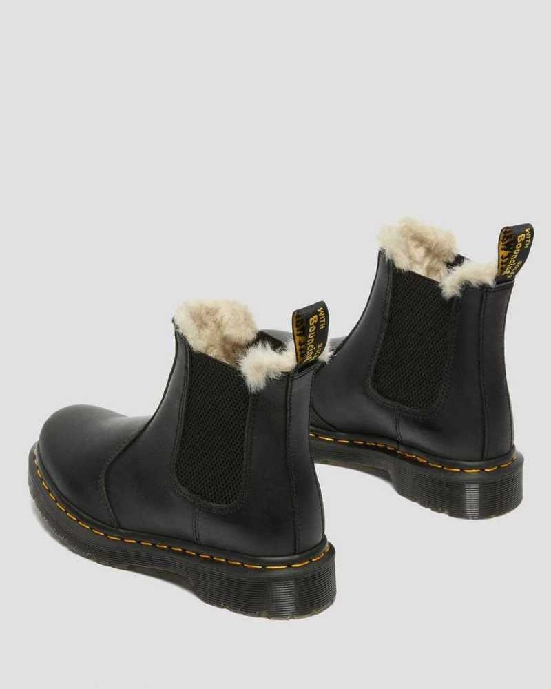 Dr Martens 2976 Faux Fur Lined Chelsea Boots Black | 37CMGJPYQ