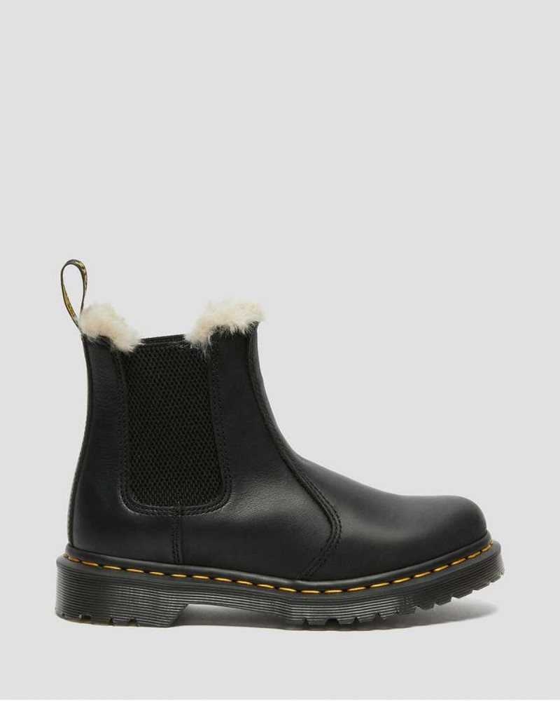 Dr Martens 2976 Faux Fur Lined Chelsea Boots Black | 37CMGJPYQ