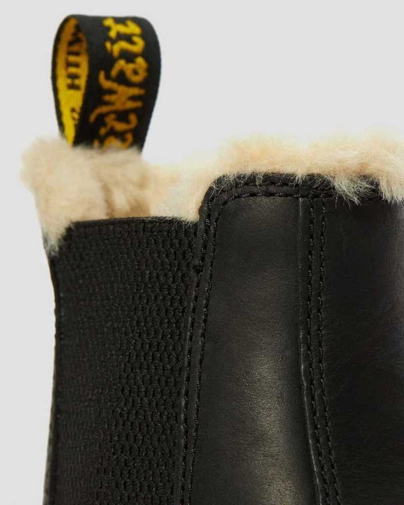 Dr Martens 2976 Faux Fur Lined Chelsea Boots Black | 37CMGJPYQ