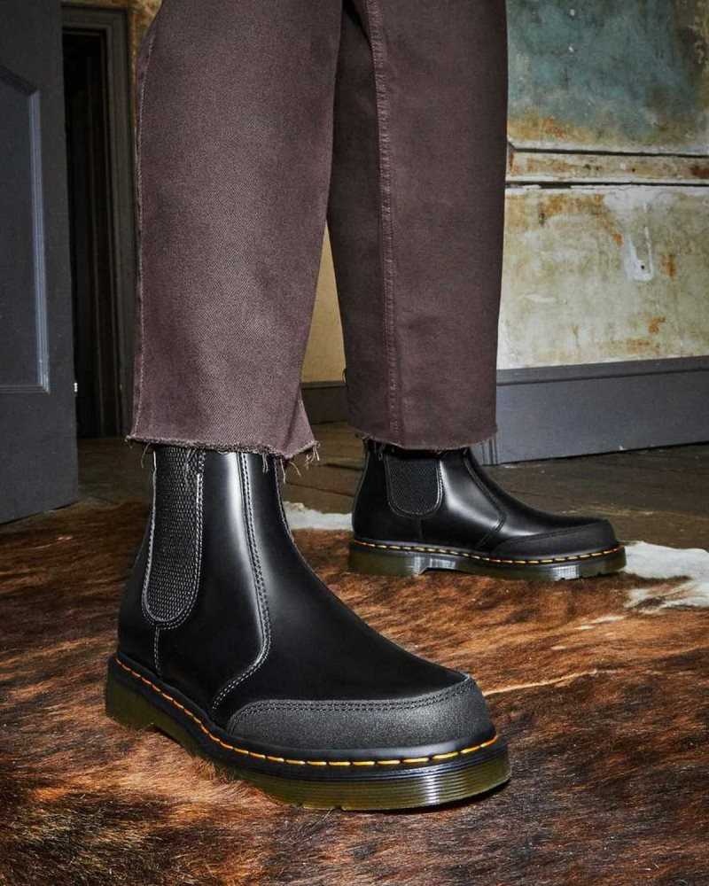 Dr Martens 2976 Guard Panel Leather Chelsea Boots Black | 18XZDAEWM