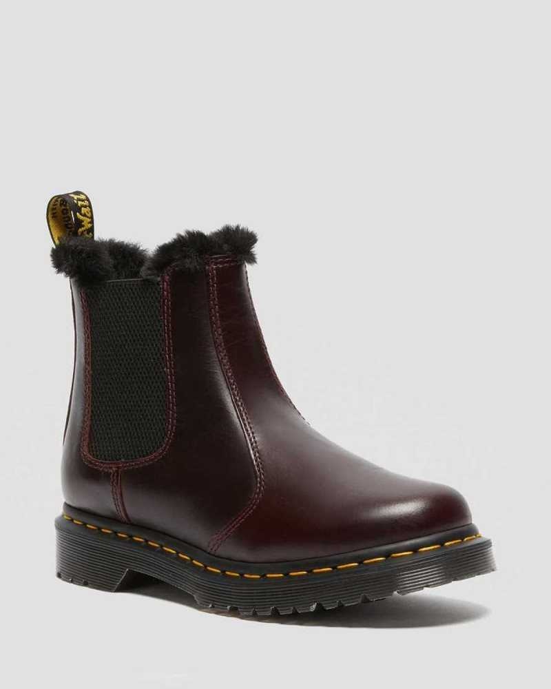 Dr Martens 2976 Leonore Faux Fur Lined Chelsea Boots Burgundy | 27CXUDAVS