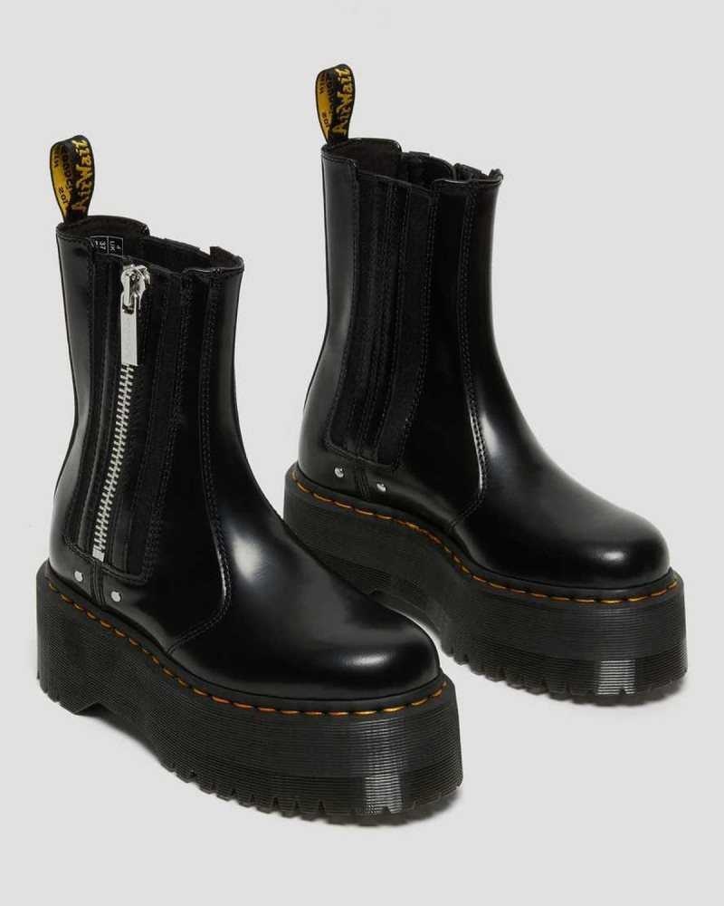 Dr Martens 2976 Max Leather Platform Chelsea Boots Black | 21WJBIMFO