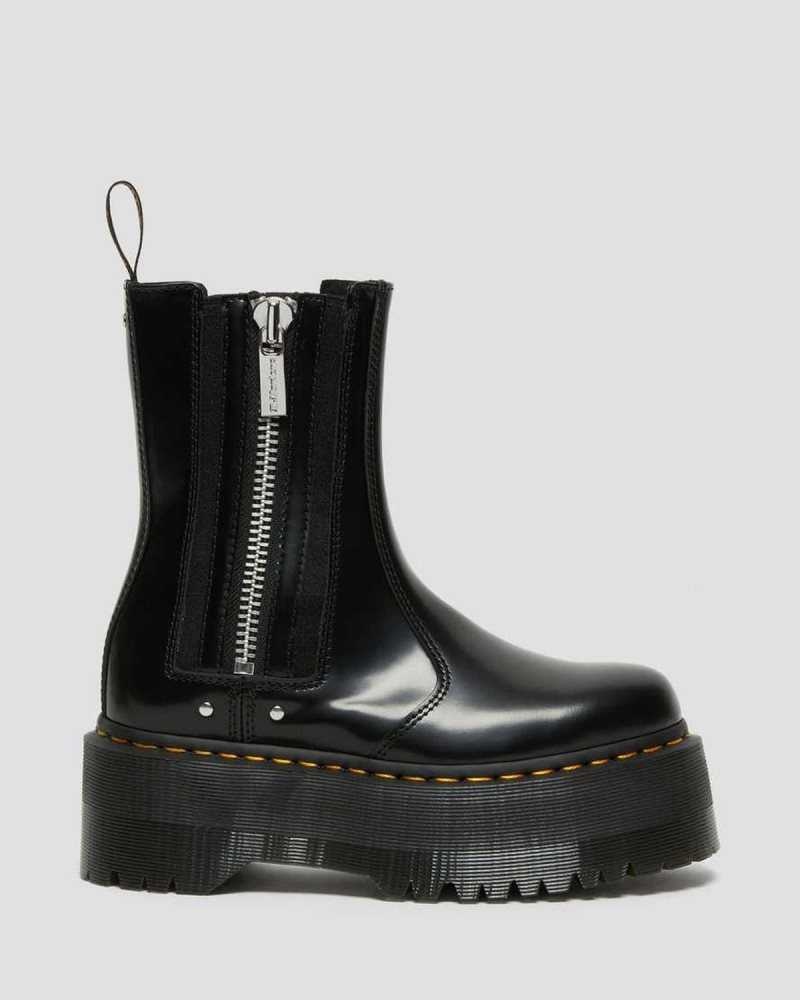 Dr Martens 2976 Max Leather Platform Chelsea Boots Black | 21WJBIMFO