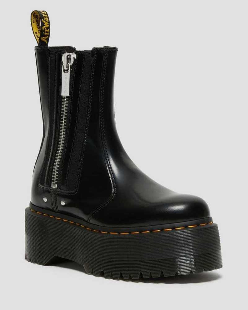 Dr Martens 2976 Max Leather Platform Chelsea Boots Black | 21WJBIMFO