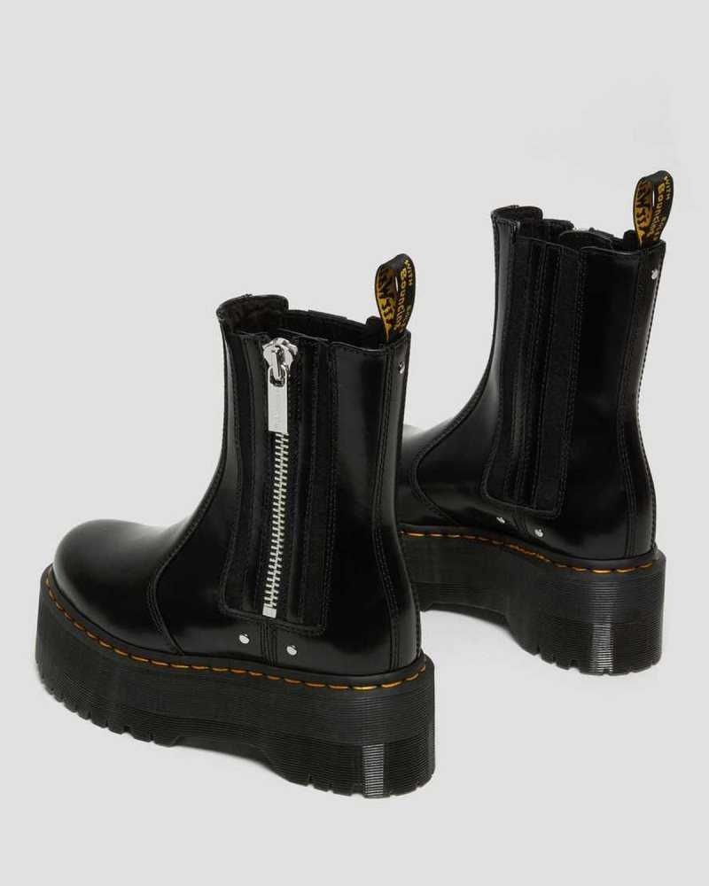 Dr Martens 2976 Max Leather Platform Chelsea Boots Black | 63WQOPJFR