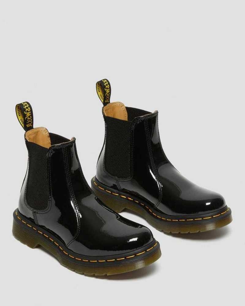 Dr Martens 2976 Patent Leather Chelsea Boots Black | 78WDKVRQG