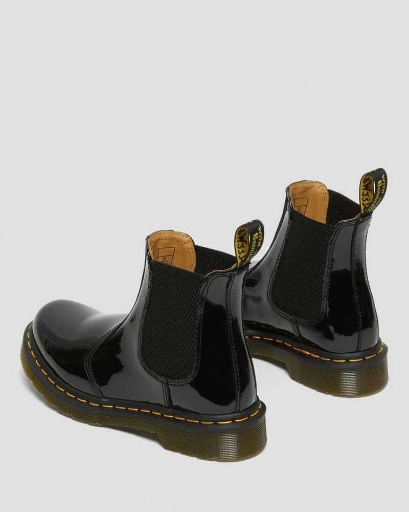 Dr Martens 2976 Patent Leather Chelsea Boots Black | 78WDKVRQG