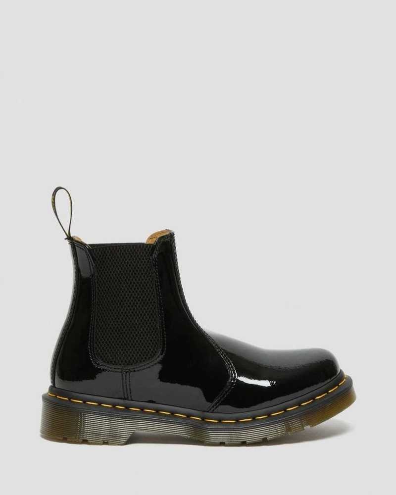 Dr Martens 2976 Patent Leather Chelsea Boots Black | 78WDKVRQG