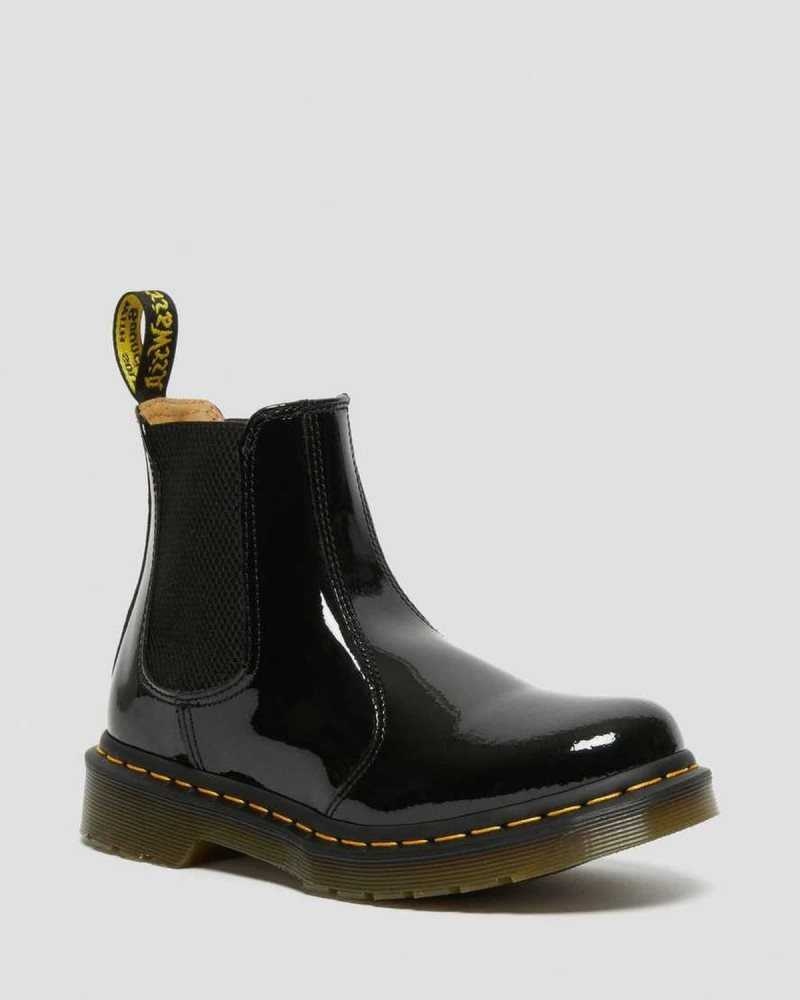 Dr Martens 2976 Patent Leather Chelsea Boots Black | 78WDKVRQG