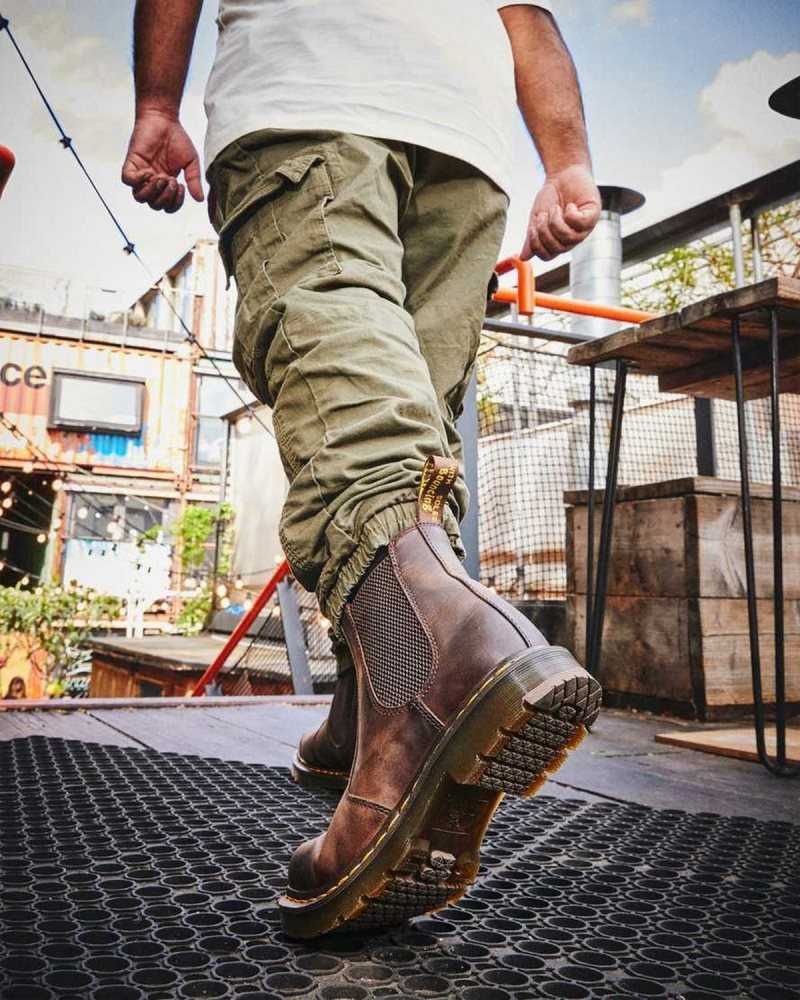 Dr Martens 2976 Slip Resistant Leather Chelsea Boots Dark Brown | 08BZCQDYN