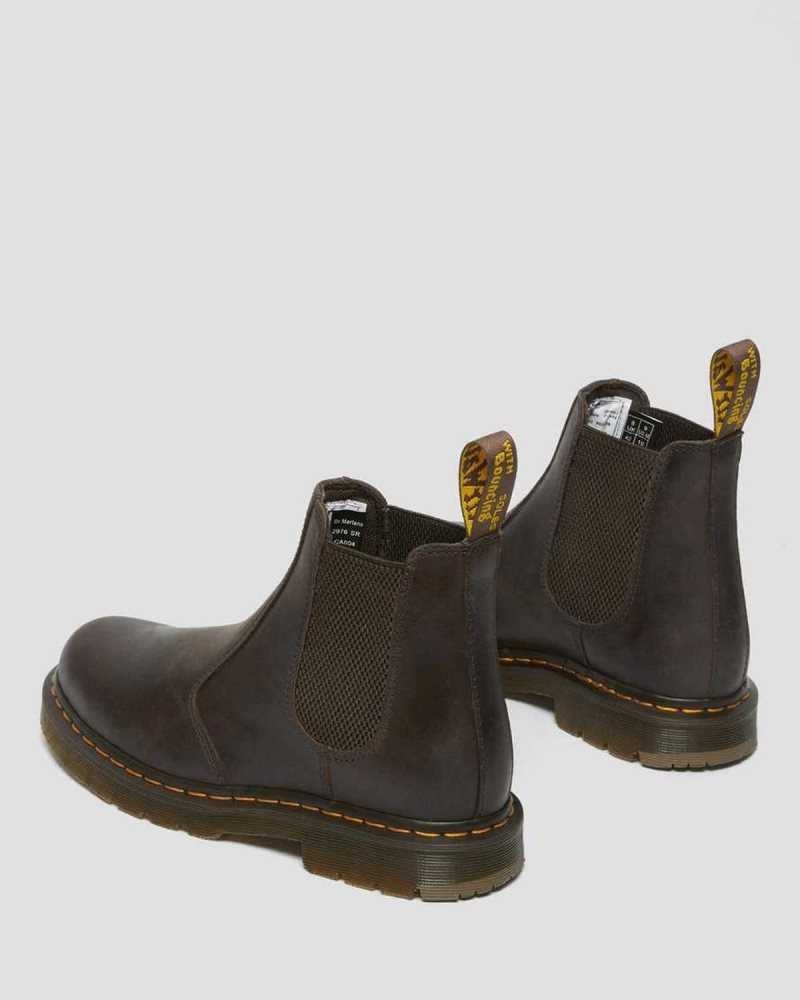 Dr Martens 2976 Slip Resistant Leather Chelsea Boots Dark Brown | 08BZCQDYN