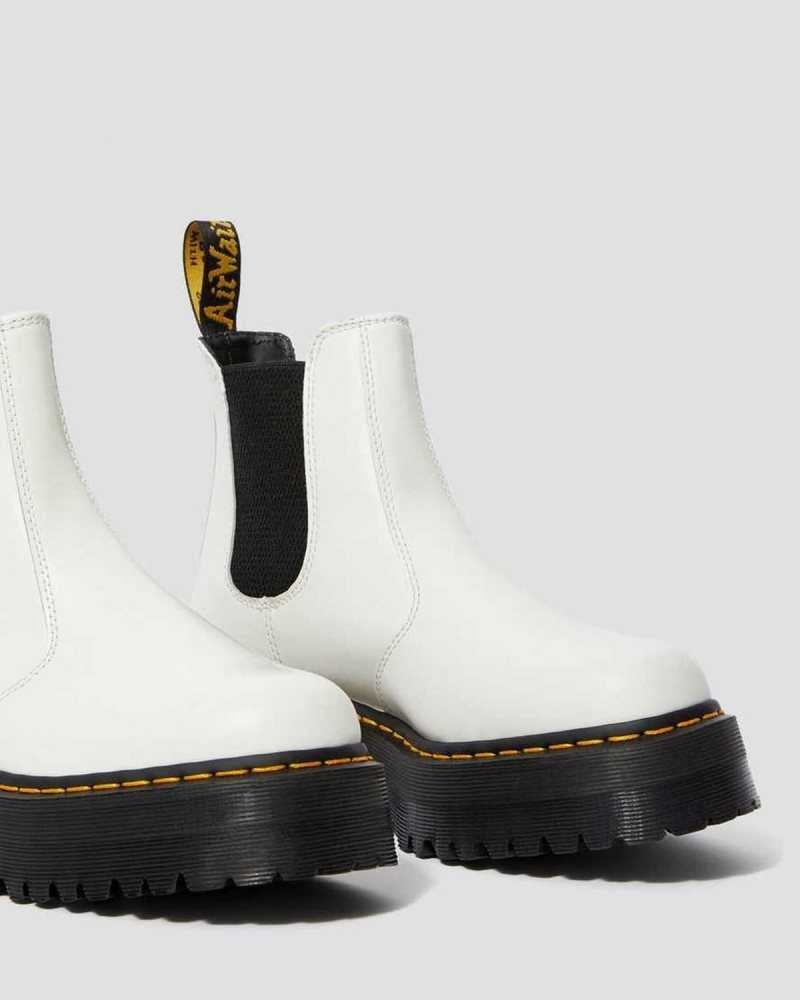 Dr Martens 2976 Smooth Leather Platform Chelsea Boots White | 17XDIMWJV